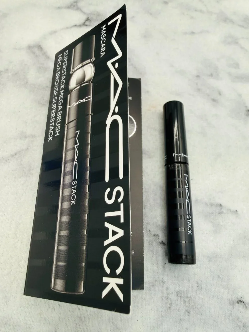 MAC Beauty Gift Set-Stack Mascara SuperStack Mega Brush Black,Travel-3pc-NEW